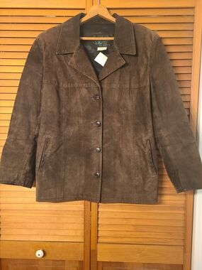 Men's Brown Suede Button-Front Leather Jacket